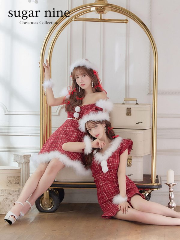 画像3: 【即日発送】ファーショルダー/ マーメイド/ ツイードチェックサンタ【S-XLサイズ】[YMT]