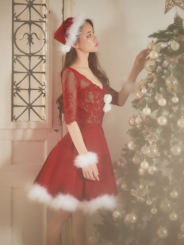 画像20: SALE!刺繍レースフレアサンタ【sugar nine サンタコス 4点セット】【S-Lサイズ/2カラー】[YMT]