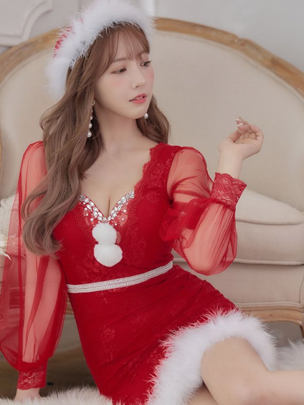 画像9: SALE!総レースチュールロングスリーブサンタ【sugar nine サンタコス 3点セット】【S-Lサイズ/1カラー】[YMT]