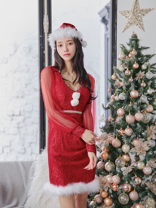 画像13: SALE!総レースチュールロングスリーブサンタ【sugar nine サンタコス 3点セット】【S-Lサイズ/1カラー】[OF04]