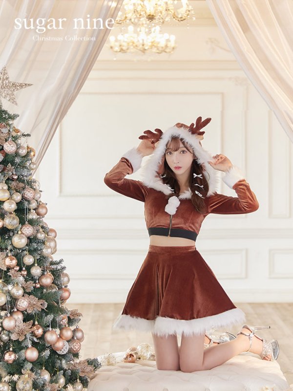 画像3: 【即日発送】フード/ トナカイ/  セットアップ/ フレアサンタ【sugar nine サンタコス 4点セット】【S-Lサイズ/1カラー】[YMT]