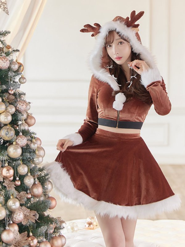 画像9: 【即日発送】フード/ トナカイ/  セットアップ/ フレアサンタ【sugar nine サンタコス 4点セット】【S-Lサイズ/1カラー】[YMT]