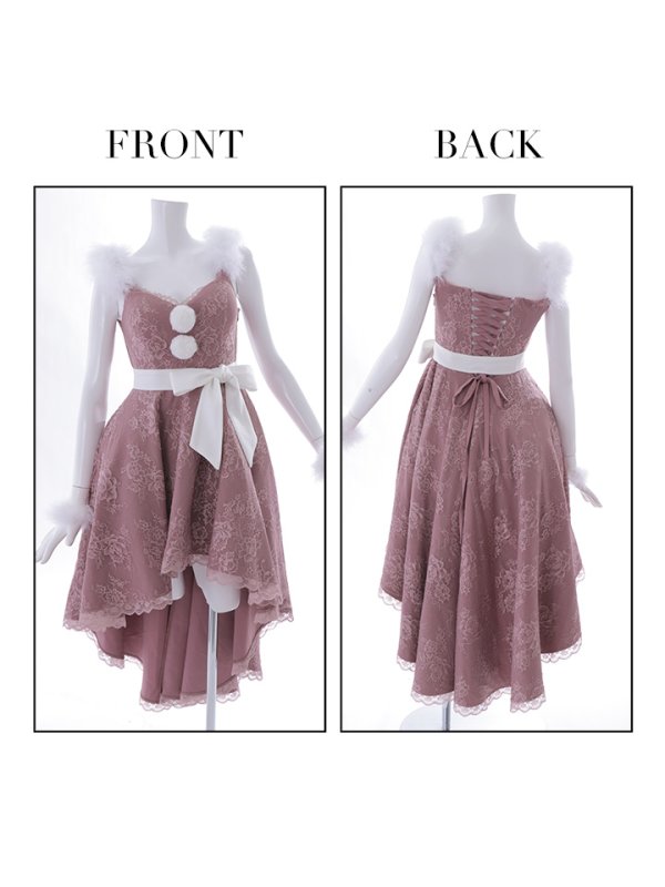 画像11: 【ノベルティ対象】【即日発送】総レース/ ファーショルダー/ ショートインロングフレアサンタ【sugar nine サンタコス 5点セット】【S-Lサイズ/2カラー】[YMT]