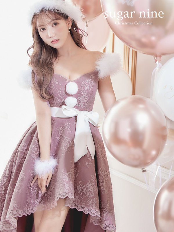 画像4: 【ノベルティ対象】【即日発送】総レース/ ファーショルダー/ ショートインロングフレアサンタ【sugar nine サンタコス 5点セット】【S-Lサイズ/2カラー】[YMT]