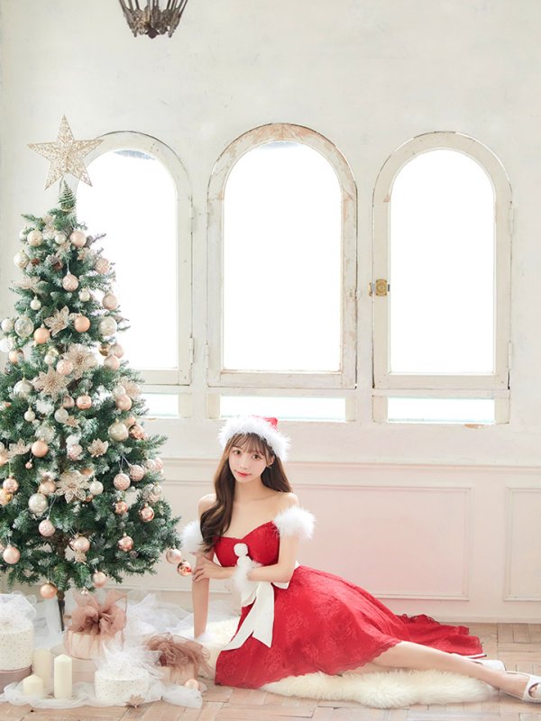 画像8: 【ノベルティ対象】【即日発送】総レース/ ファーショルダー/ ショートインロングフレアサンタ【sugar nine サンタコス 5点セット】【S-Lサイズ/2カラー】[YMT]