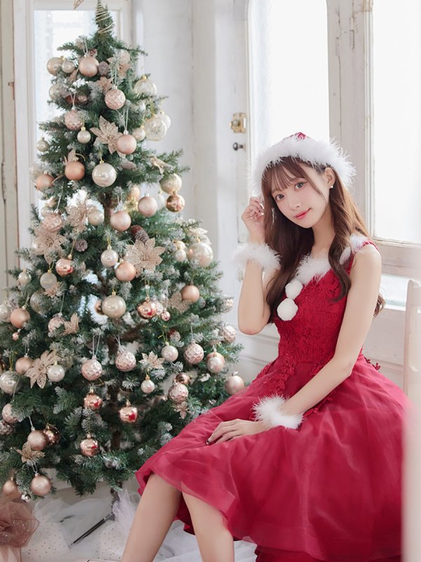 画像7: SALE!ケミカルレースチュールドレスワンピースフレアサンタ【sugar nine サンタコス 4点セット】【S-Lサイズ/1カラー】[YMT]