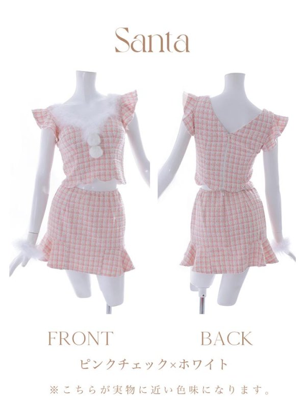 画像37: 【ノベルティ対象】【即日発送】ツイード/ セットアップ/ マーメイドフレアミニドレスサンタ【サンタコス 5点セット】【XS-Mサイズ/4カラー】[YMT]