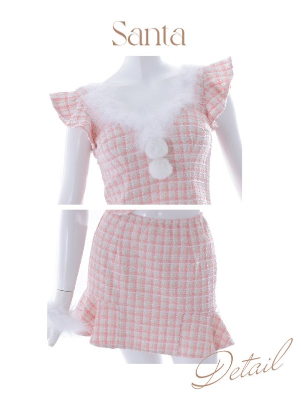 画像38: 【ノベルティ対象】【即日発送】ツイード/ セットアップ/ マーメイドフレアミニドレスサンタ【サンタコス 5点セット】【XS-Mサイズ/4カラー】[YMT]