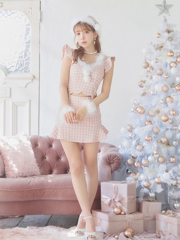 画像5: 【ノベルティ対象】【即日発送】ツイード/ セットアップ/ マーメイドフレアミニドレスサンタ【サンタコス 5点セット】【XS-Mサイズ/4カラー】[YMT]