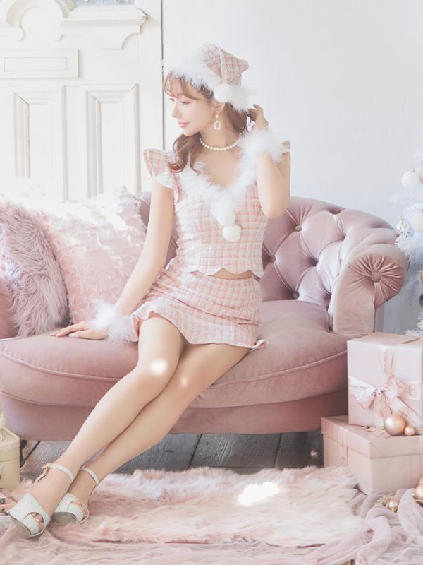 画像14: 【ノベルティ対象】【即日発送】ツイード/ セットアップ/ マーメイドフレアミニドレスサンタ【サンタコス 5点セット】【XS-Mサイズ/4カラー】[YMT]