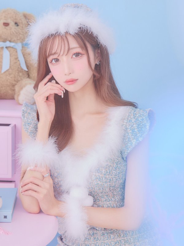 画像13: 【ノベルティ対象】【即日発送】ツイード/ セットアップ/ マーメイドフレアミニドレスサンタ【サンタコス 5点セット】【XS-Mサイズ/4カラー】[YMT]