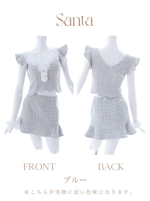 画像44: 【ノベルティ対象】【即日発送】ツイード/ セットアップ/ マーメイドフレアミニドレスサンタ【サンタコス 5点セット】【XS-Mサイズ/4カラー】[YMT]