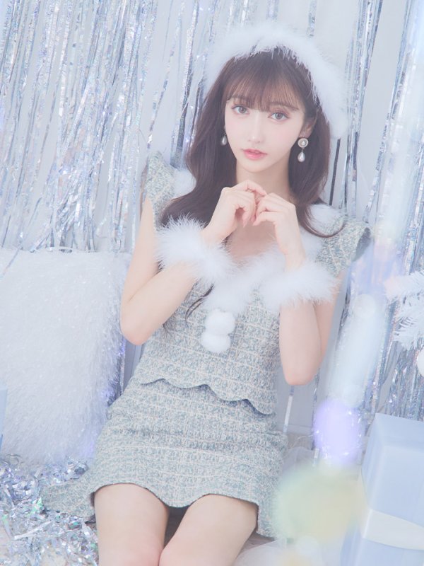 画像9: 【ノベルティ対象】【即日発送】ツイード/ セットアップ/ マーメイドフレアミニドレスサンタ【サンタコス 5点セット】【XS-Mサイズ/4カラー】[YMT]