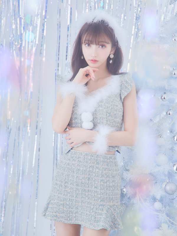 画像14: 【ノベルティ対象】【即日発送】ツイード/ セットアップ/ マーメイドフレアミニドレスサンタ【サンタコス 5点セット】【XS-Mサイズ/4カラー】[YMT]