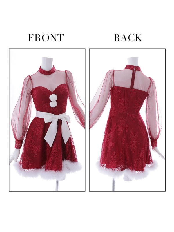 画像10: 【即日発送！】総レースチュールロングスリーブハイネックサンタ【sugar nine サンタコス 4点セット】【XS-XLサイズ/1カラー】[YMT]