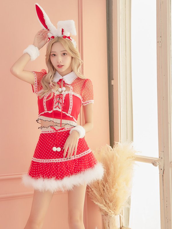 画像8: SALE!ドットチュール/ バニー/ セットアップサンタ（SS088YN-Socks）【sugar nine サンタコス 5点セット】【XS-Lサイズ/1カラー】[YMT]