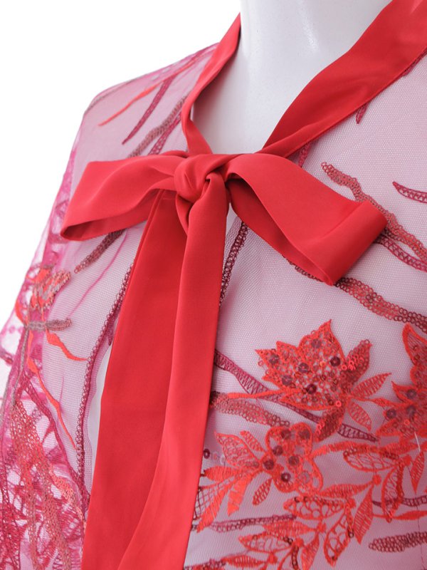 画像4: 花柄刺繍スパンコールシースルーファーポンチョ【sugar nine サンタコス】【3カラー】[YMT]