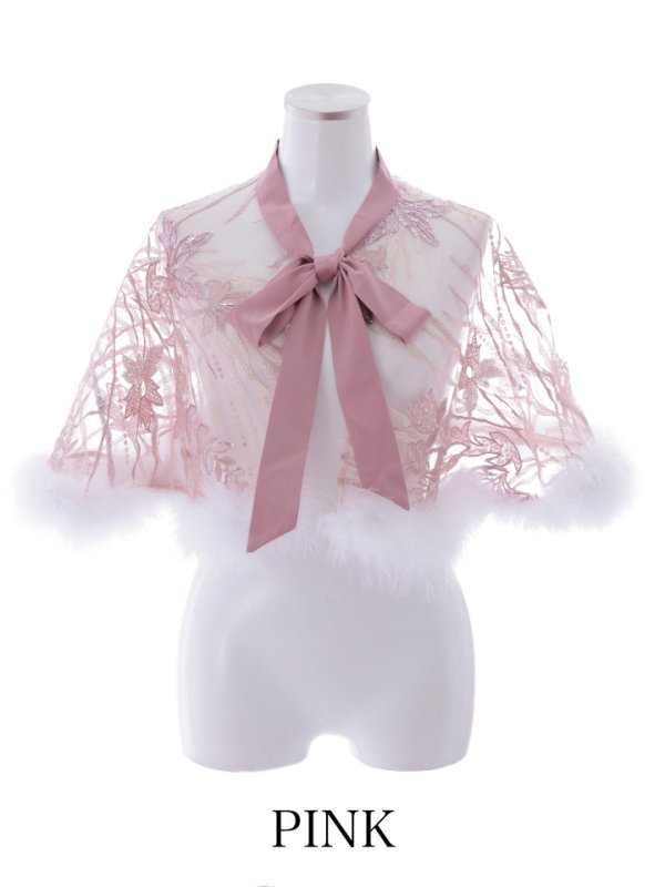 画像6: 花柄刺繍スパンコールシースルーファーポンチョ【sugar nine サンタコス】【3カラー】[YMT]