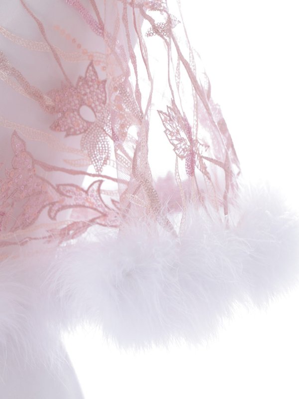 画像9: 花柄刺繍スパンコールシースルーファーポンチョ【sugar nine サンタコス】【3カラー】[YMT]