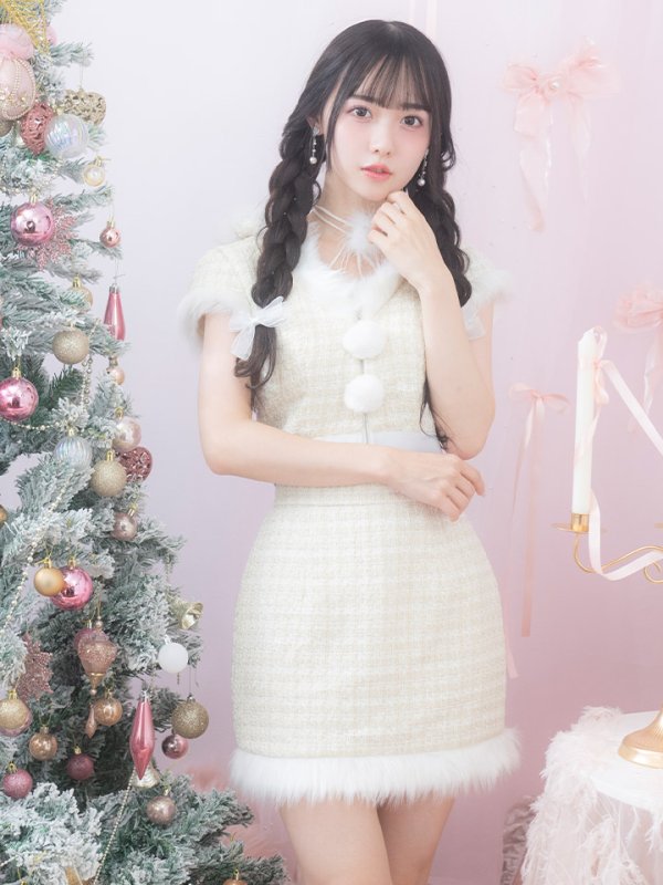 画像5: 【即日発送！】【サンタコス 5点セット】【XS-XLサイズ/2カラー】ツイードチェックバニーサンタコスプレ[OF04]