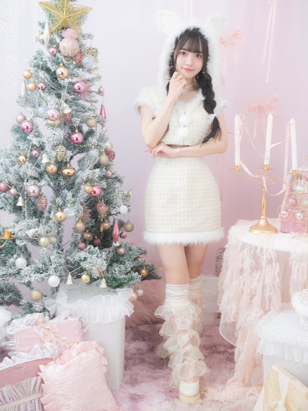 画像6: 【即日発送！】【サンタコス 5点セット】【XS-XLサイズ/2カラー】ツイードチェックバニーサンタコスプレ[OF04]