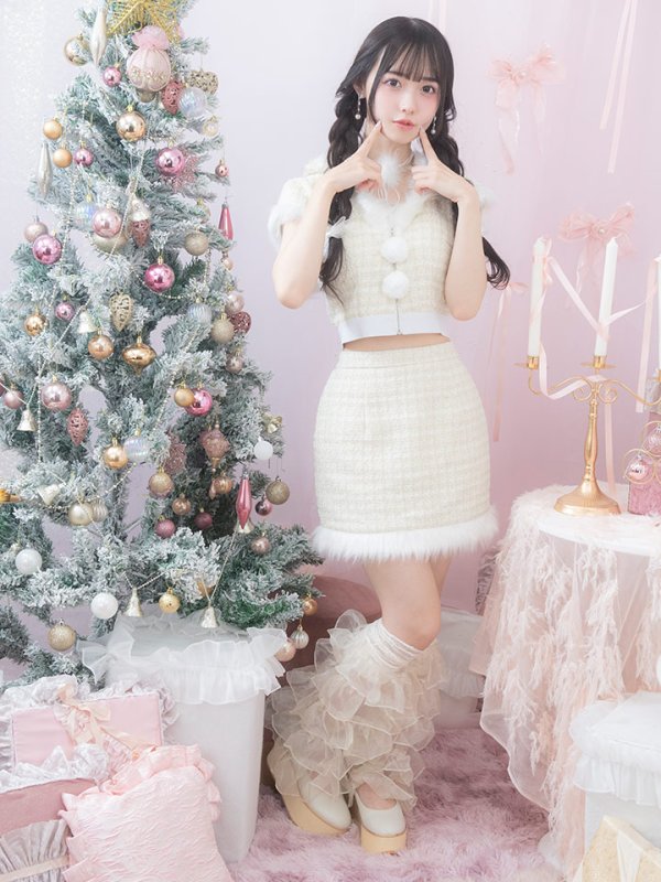 画像8: 【即日発送！】【サンタコス 5点セット】【XS-XLサイズ/2カラー】ツイードチェックバニーサンタコスプレ[OF04]