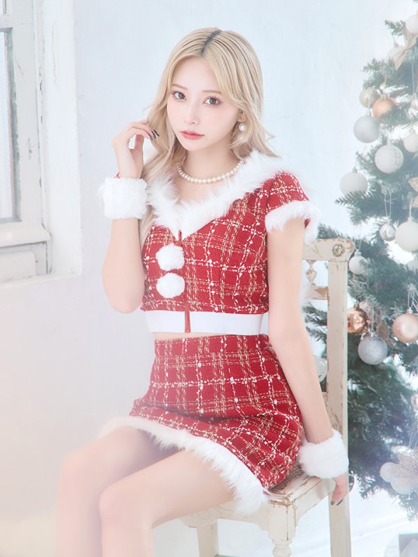 画像39: 【即日発送！】【サンタコス5点セット】【XS-XLサイズ/2カラー】ツイードチェックバニーサンタコスプレ[YMT]