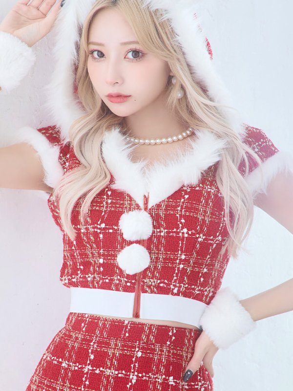 画像41: 【即日発送！】【サンタコス5点セット】【XS-XLサイズ/2カラー】ツイードチェックバニーサンタコスプレ[YMT]