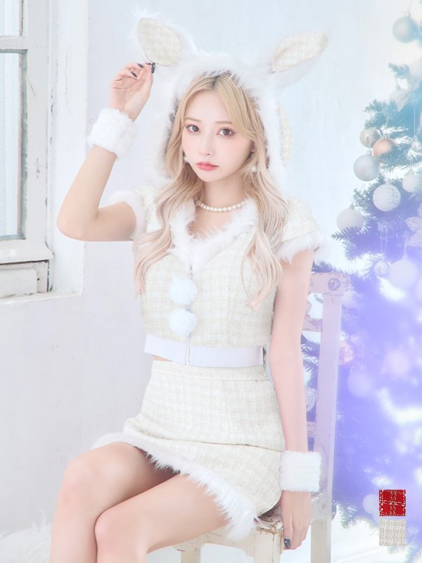 画像27: 【即日発送！】【サンタコス5点セット】【XS-XLサイズ/2カラー】ツイードチェックバニーサンタコスプレ[YMT]