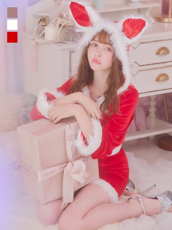 画像3: 【即日発送！】【サンタコス 4点セット】【S-Lサイズ/3カラー】セットアップバニーサンタコスプレ[YMT]