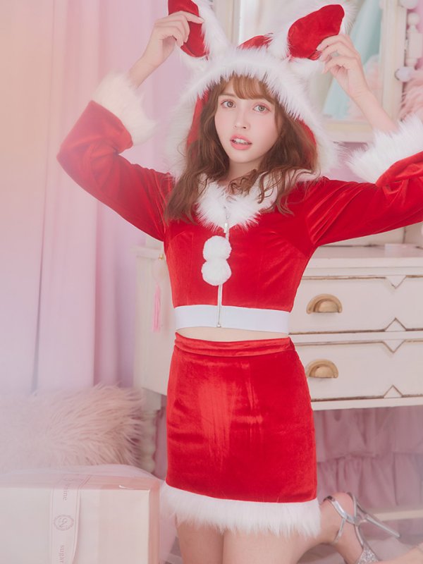 画像17: 【即日発送！】【サンタコス 4点セット】【S-Lサイズ/3カラー】セットアップバニーサンタコスプレ[YMT]