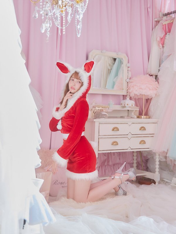 画像12: 【即日発送！】【サンタコス 4点セット】【S-Lサイズ/3カラー】セットアップバニーサンタコスプレ[YMT]