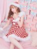 画像9: SALE!【サンタコス 5点セット】【XS-Lサイズ/1カラー】ギンガムチェック フレアワンピースサンタコスプレ[YMT]