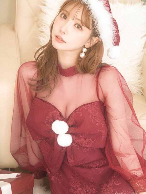 画像14: SALE!【サンタコス 3点セット】【S-XLサイズ/1カラー】チュールスリーブレースリボンサンタコスプレ[YMT]