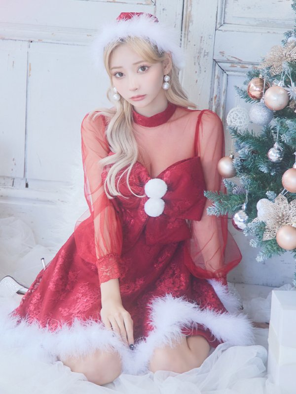 画像23: SALE!【サンタコス 3点セット】【S-XLサイズ/1カラー】チュールスリーブレースリボンサンタコスプレ[YMT]
