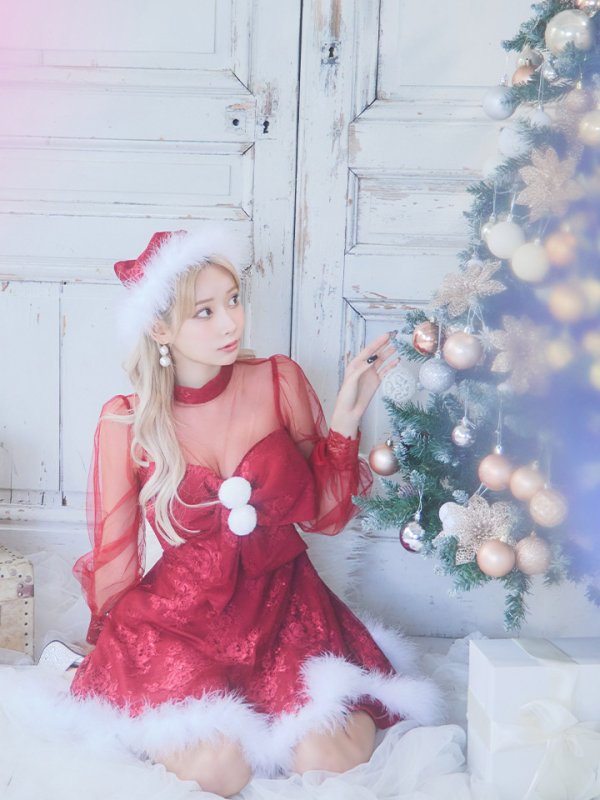 画像29: SALE!【サンタコス 3点セット】【S-XLサイズ/1カラー】チュールスリーブレースリボンサンタコスプレ[YMT]