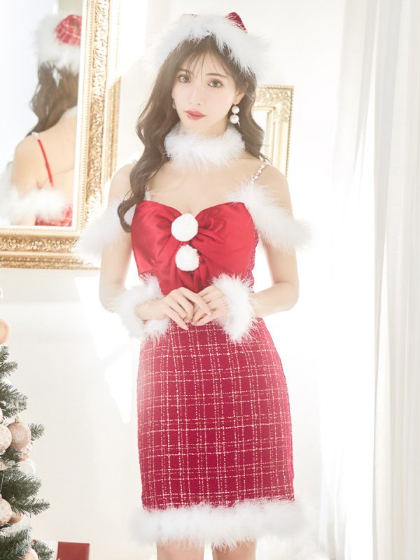 画像4: SALE!【サンタコス 5点セット】【XS-Mサイズ/1カラー】リボンキャミソールタイトツイードサンタコスプレ[YMT]