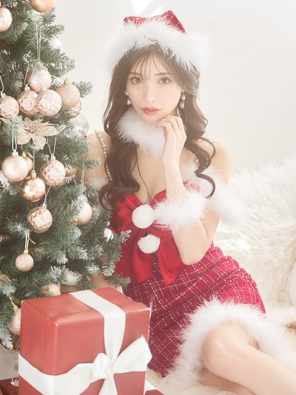 画像6: SALE!【サンタコス 5点セット】【XS-Mサイズ/1カラー】リボンキャミソールタイトツイードサンタコスプレ[YMT]