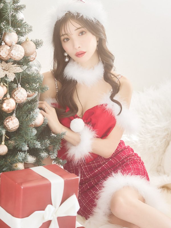 画像7: SALE!【サンタコス 5点セット】【XS-Mサイズ/1カラー】リボンキャミソールタイトツイードサンタコスプレ[YMT]