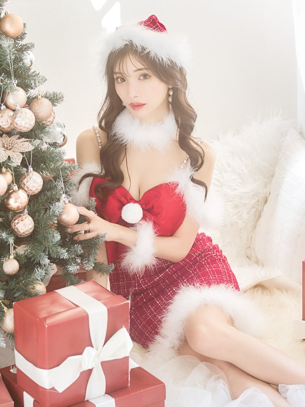 画像8: SALE!【サンタコス 5点セット】【XS-Mサイズ/1カラー】リボンキャミソールタイトツイードサンタコスプレ[YMT]