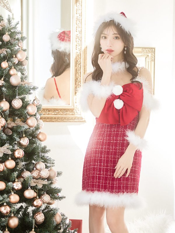 画像18: SALE!【サンタコス 5点セット】【XS-Mサイズ/1カラー】リボンキャミソールタイトツイードサンタコスプレ[YMT]