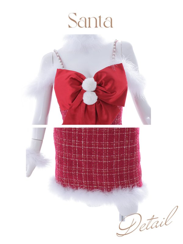 画像19: SALE!【サンタコス 5点セット】【XS-Mサイズ/1カラー】リボンキャミソールタイトツイードサンタコスプレ[YMT]