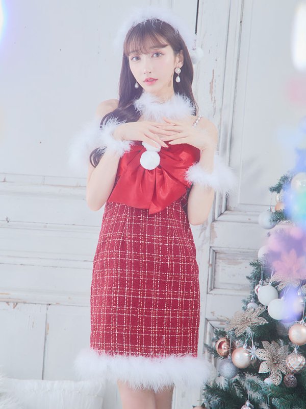 画像4: SALE!【サンタコス 5点セット】【XS-Mサイズ/1カラー】リボンキャミソールタイトツイードサンタコスプレ[YMT]