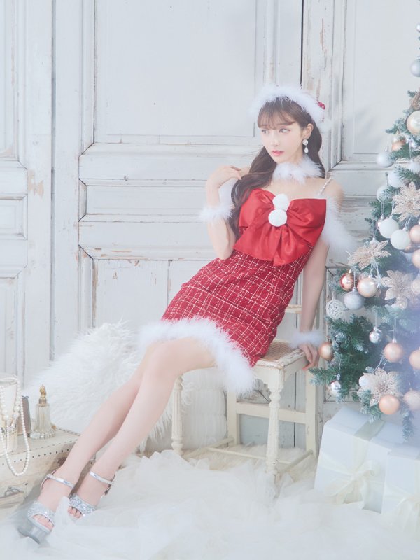 画像6: SALE!【サンタコス 5点セット】【XS-Mサイズ/1カラー】リボンキャミソールタイトツイードサンタコスプレ[YMT]