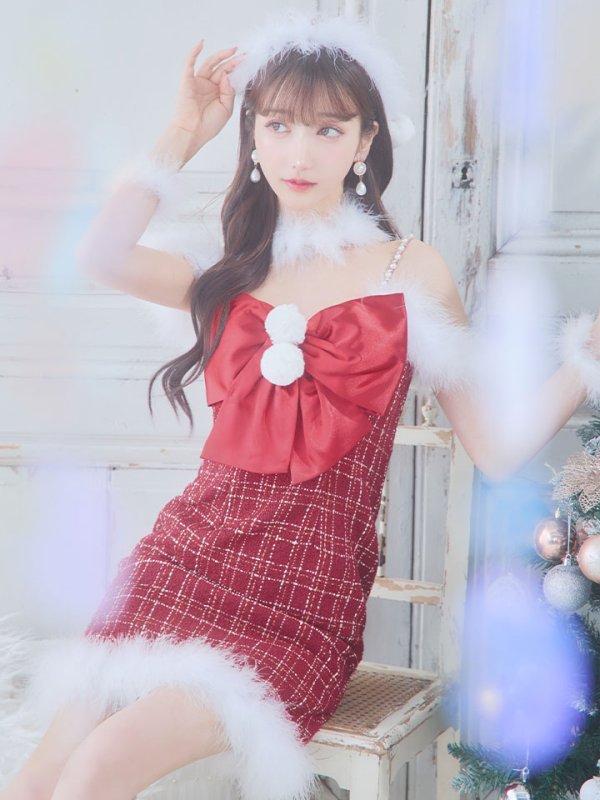 画像9: SALE!【サンタコス 5点セット】【XS-Mサイズ/1カラー】リボンキャミソールタイトツイードサンタコスプレ[YMT]