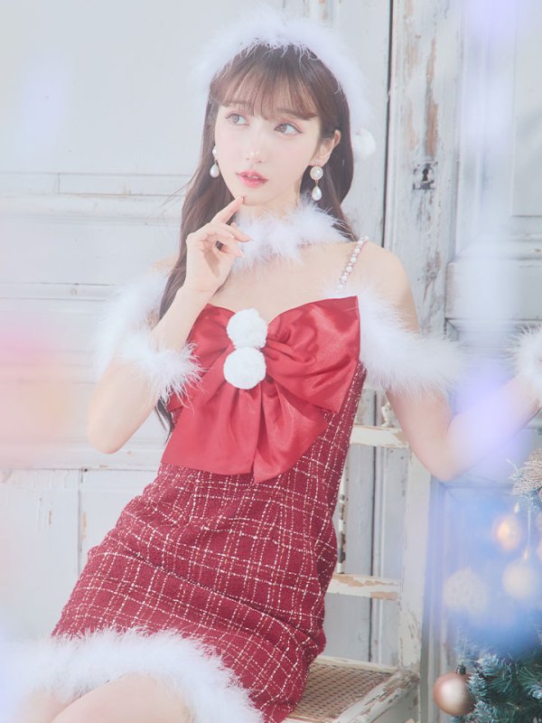 画像11: SALE!【サンタコス 5点セット】【XS-Mサイズ/1カラー】リボンキャミソールタイトツイードサンタコスプレ[YMT]