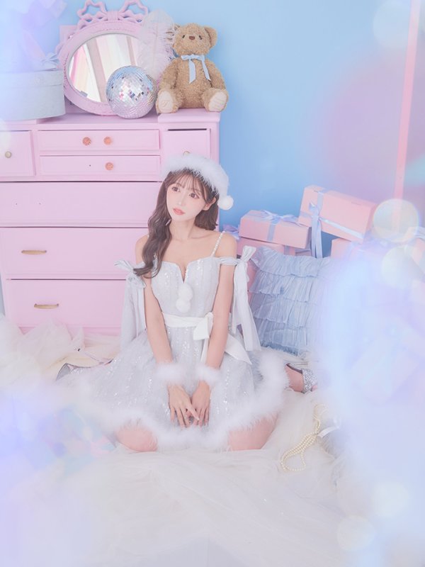 画像7: 【ノベルティ対象】SALE!【サンタコス 5点セット】【S-Lサイズ/1カラー】スパンコールフレアサンタコスプレ[YMT]