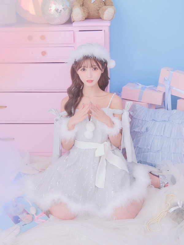 画像12: 【ノベルティ対象】SALE!【サンタコス 5点セット】【S-Lサイズ/1カラー】スパンコールフレアサンタコスプレ[YMT]