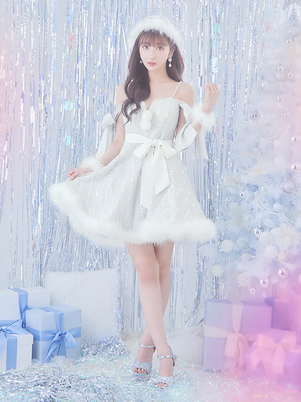 画像13: 【ノベルティ対象】SALE!【サンタコス 5点セット】【S-Lサイズ/1カラー】スパンコールフレアサンタコスプレ[YMT]