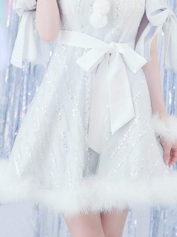 画像17: 【ノベルティ対象】SALE!【サンタコス 5点セット】【S-Lサイズ/1カラー】スパンコールフレアサンタコスプレ[YMT]